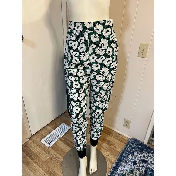 Stella McCartney Green Floral Elastic Back Skinny Viscose Pants w/tapered Ankles - Picture 5 of 16